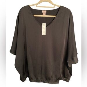 NWT Chico’s black v-neck dolman pullover blouse top size 2 (L)